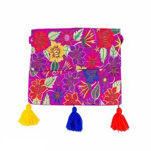 Women's Purse Handmade Crossbody Mexican Clutch Floral Embroidered Shoulder Bag